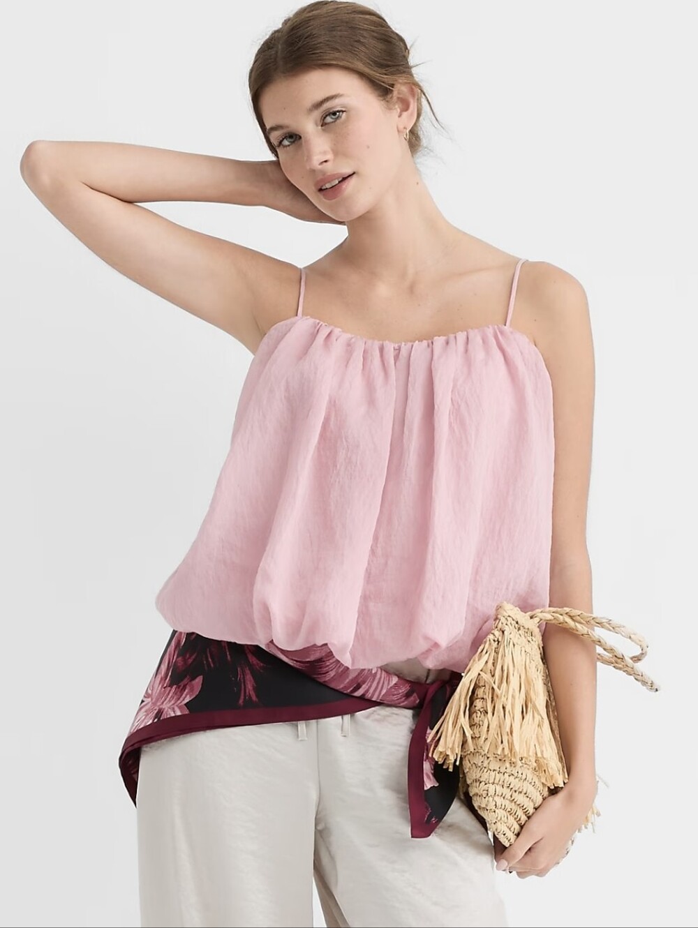 NWT LOFT Light Pink Spaghetti Strap Bubble Top